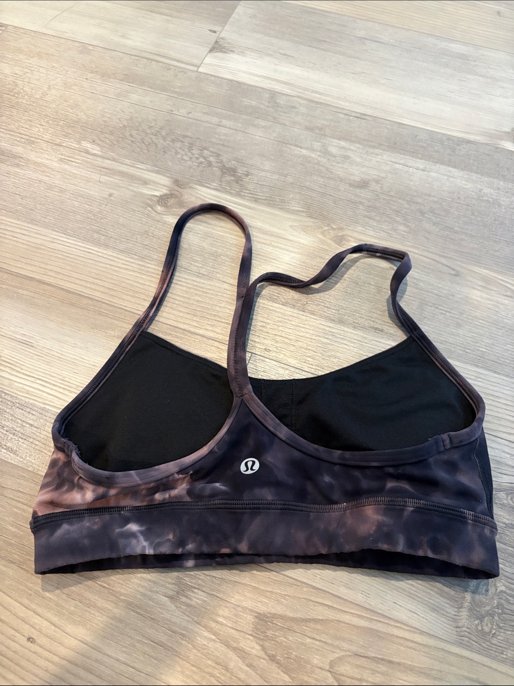 lululemon athletica Black with Brown Tie-Dye Strappy Sports Bra size tag removed